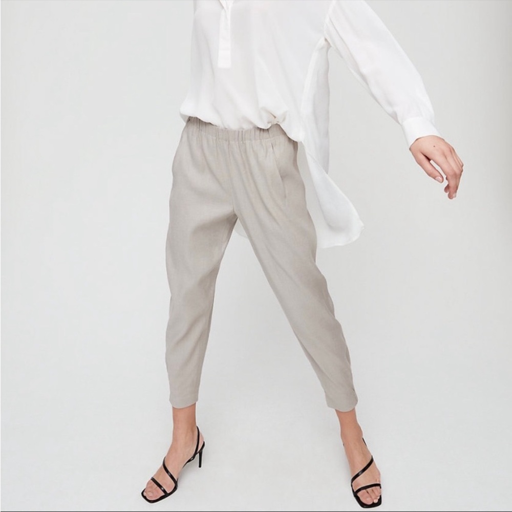Aritzia Babaton Dexter Linen Pull-On Tuxedo Pant